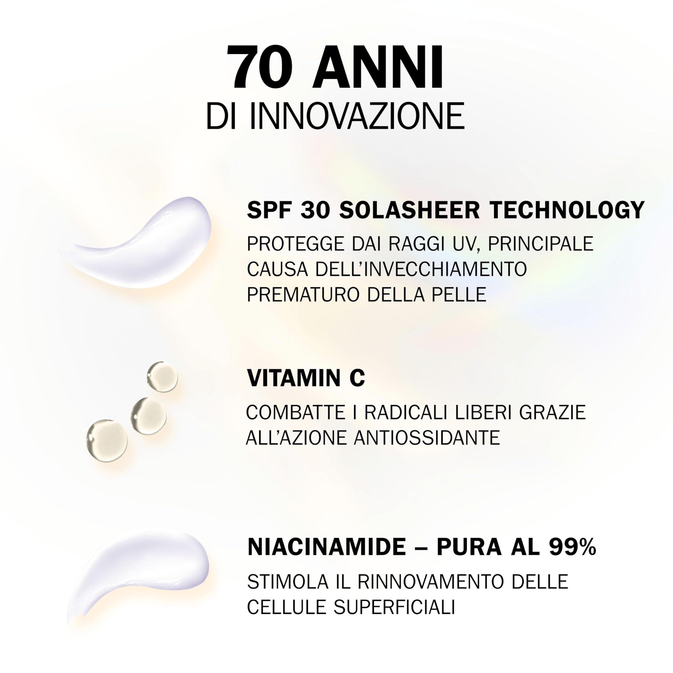 Olay Vitamin C Crema Viso Idratante Giorno SPF 30, Cura della Pelle con Niacinamide 99% di Purezza. Skin Care Illuminante: Azione Antimacchie, Uniforma e Idrata. Non grassa, Non Appiccicosa. 50ml