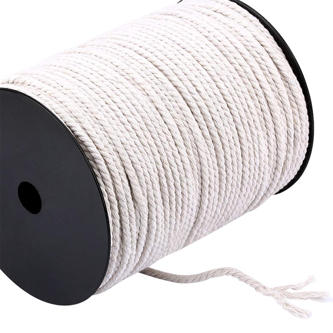 4 mm 200M Cordel de Algodón Cotton Twine Hilo Macramé Trenzada de Algodón Natural para DIY Artesanía Hecha a Mano Craft Cuerda Manualidades