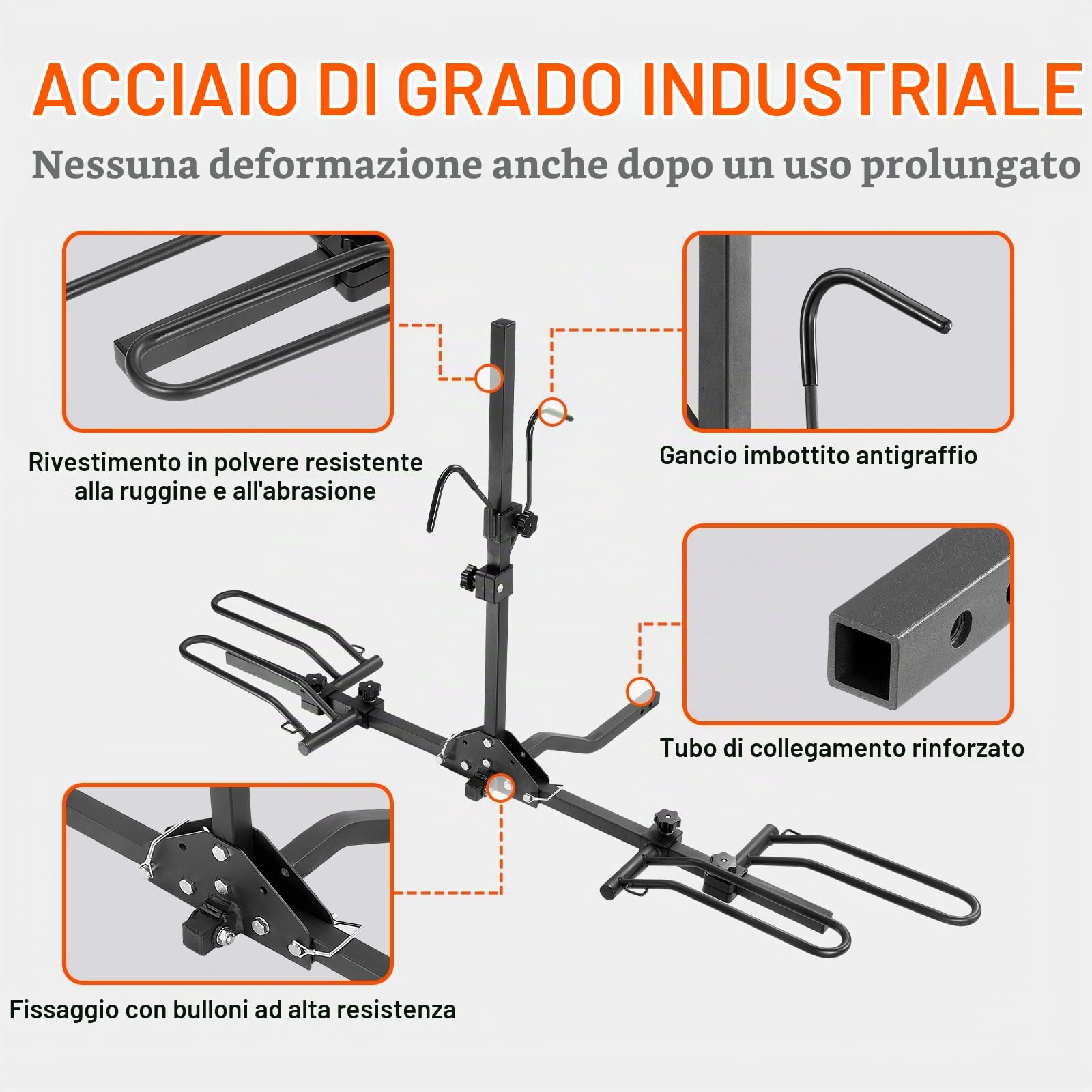 Portabici con Gancio di Traino, Stile Piattaforma per max. 2 Biciclette, Portata 80Libbre, Gancio di Traino per Ricevitore1,25/2 Pollici, Portabici Pieghevole per Auto, SUV, Camion, Camper,