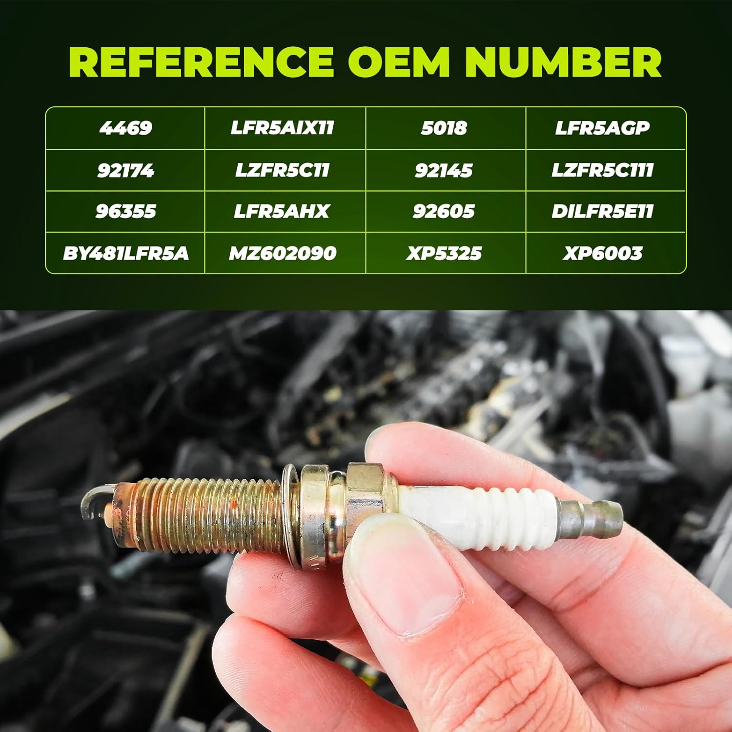 Iridium Spark Plugs 16 Pack 4469 LFR5AIX-11 - Compatible with Chrysler Dodge Jeep Ram Infiniti Nissan Fits for 2002 2003 2004 2005 2006 Replaces BY481LFR5A, MZ602090