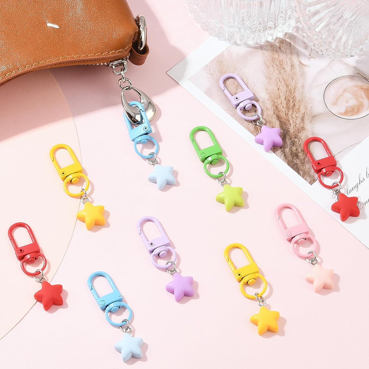 Zipper Pull Clip on Star Charms for for Jewelry Making, 12Pcs image 5