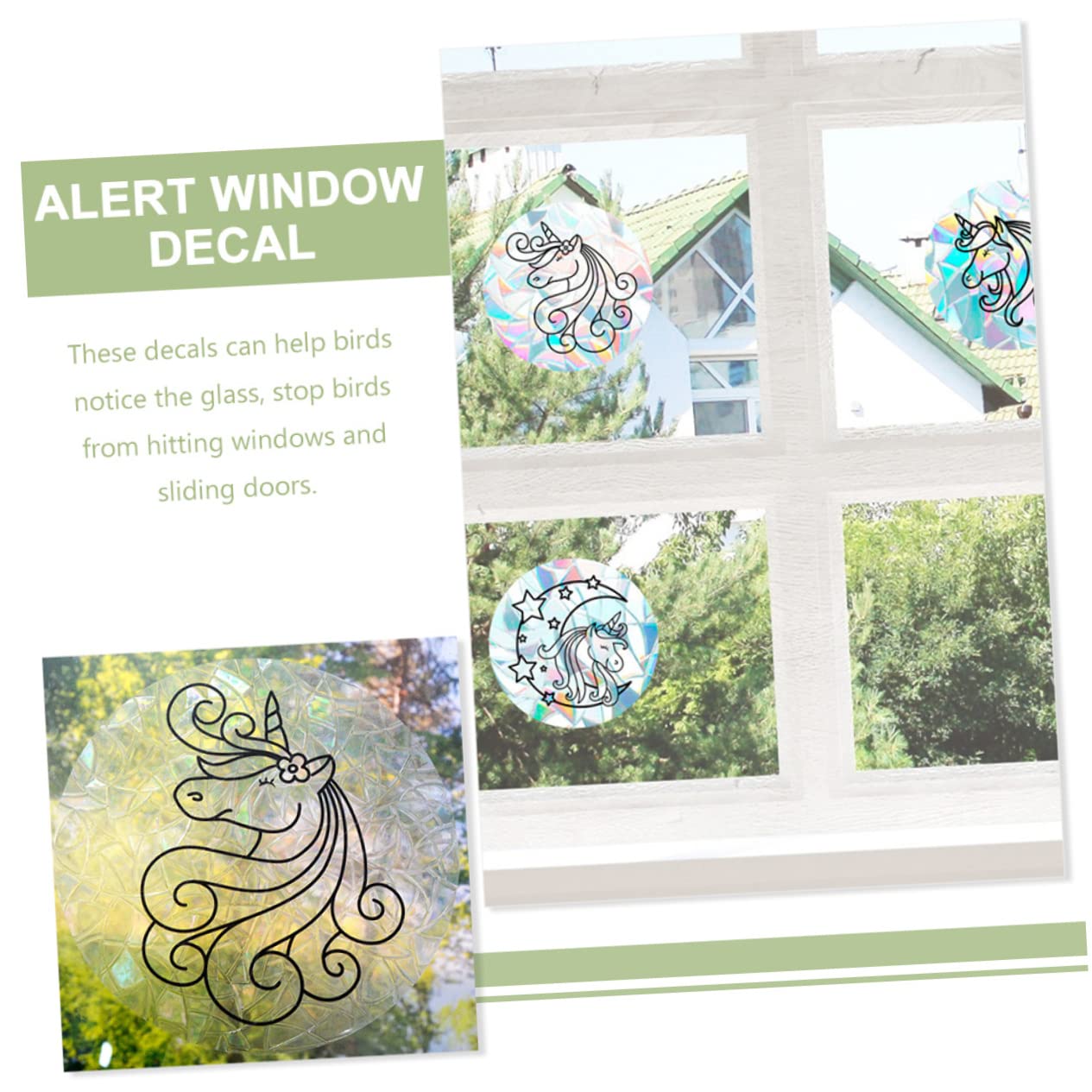 12blätter Kreativer Einhorn-muster Fensteraufkleber Vogelschutz Anti-kollisions Fensterfolie Für Glasscheiben Selbsthaftend Wiederverwendbar Dekorativ Und Einfach Zu Entfernen
