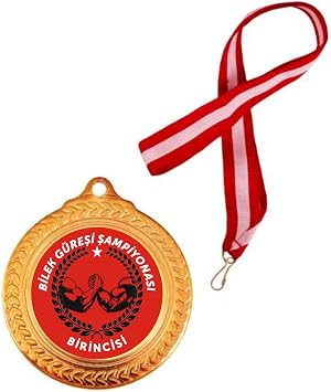 Bilek G re i  ampiyonas  Madalyas , 5,5 cm Metal, Alt n Renk, Ki iye  zel Yaz labilir