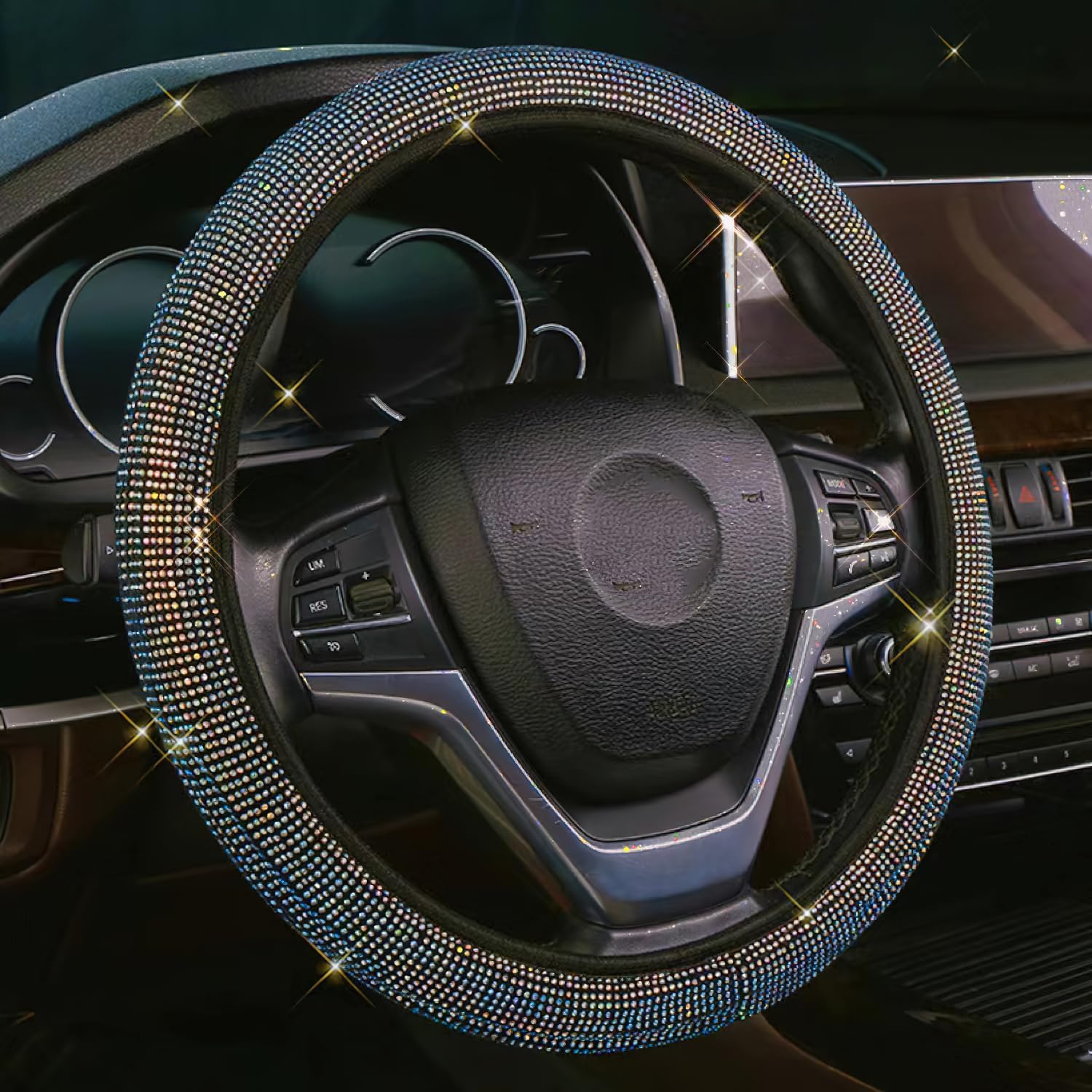 Coprivolante In Pelle Con Strass Per Donna - Universale 38 Cm, Bianco - Foto 14