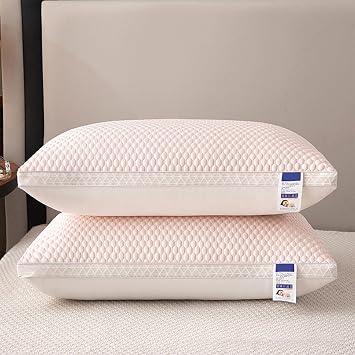 Hotel Supportive Pillows for Sleeping Side Sleeper Stomach Sleepers Down Firm Pillow Comforter Queen Size Bed Pillow Throw Pillows for Bed, Soft Surface, Washable, Pink