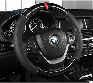 Black Carbon Fiber x Red Line Steering Wheel Cover Universal Size