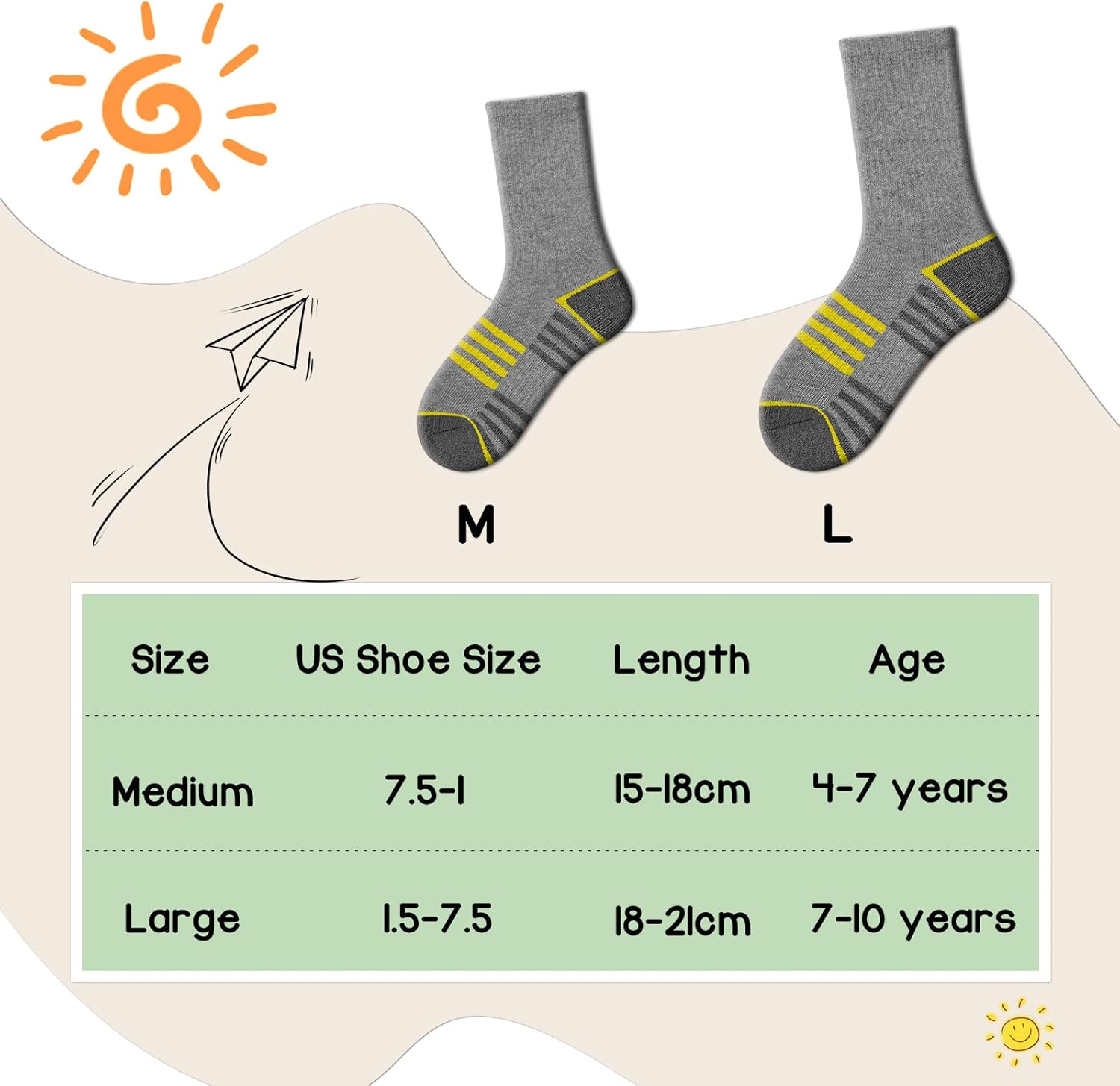 Comfoex Boys Crew Socks For Kids 4-10 Years Old Athletic Long Socks With Cushioned Sole 6 Pairs - Image 4