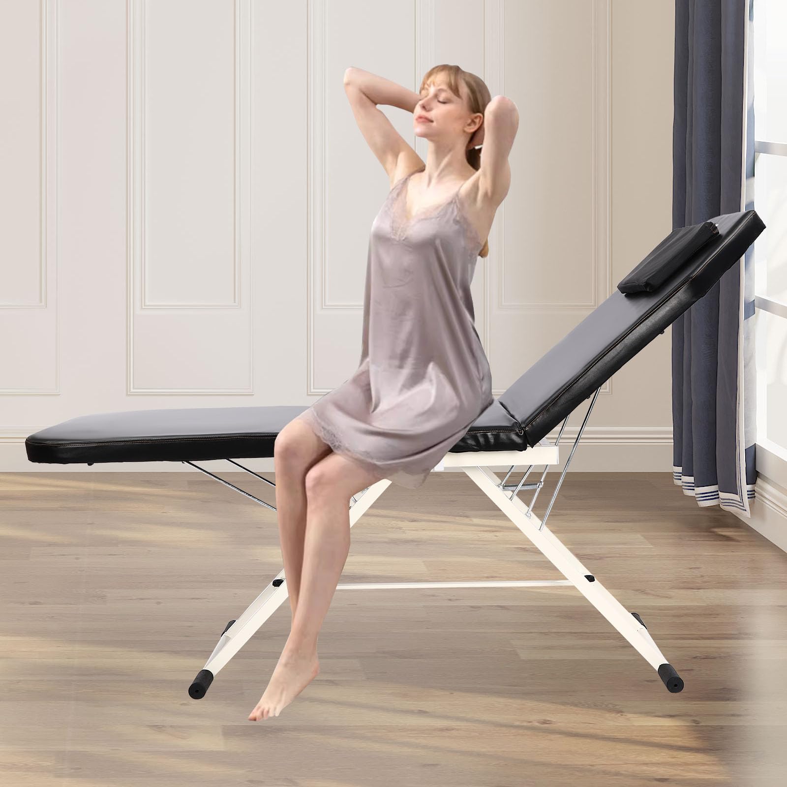 Klappbare Massageliege 200-250kg Belastbar, Verstellbare Rückenlehne Kosmetikliege für Spa Salon & Heim