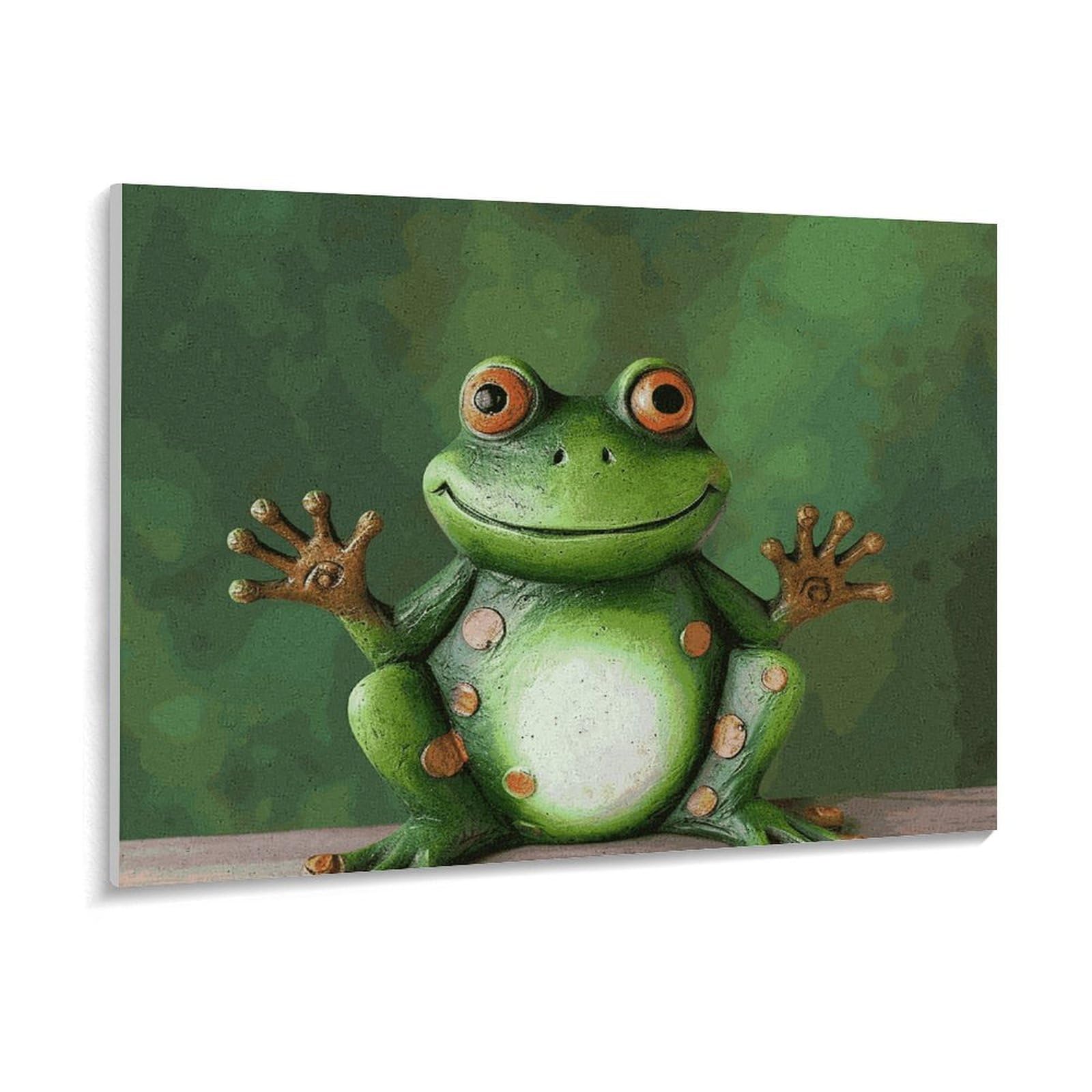 BVNMT Malen nach Zahlen, Motiv: Frosch, bedrucktes Leinwand-Ölgemälde mit Rahmen, 40,6 x 30,5 cm, für Erwachsene, Anfänger, Malen nach Zahlen, für Geschenke, Heimdekoration, Wanddekoration