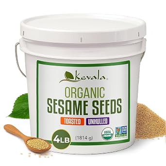 Organic Toasted Sesame Seeds Unhulled - 4 lb, Gluten Free Seasoning