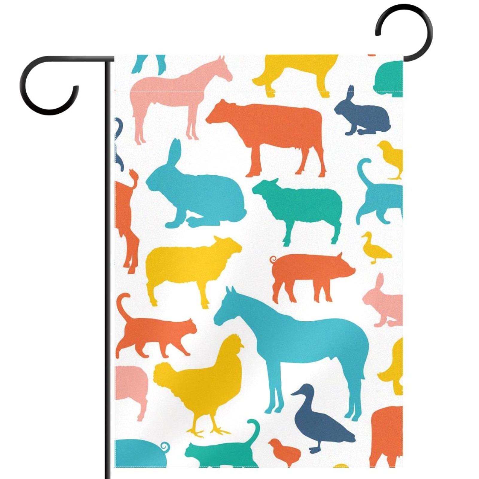 Drapeau de jardin double face lapin et cochon décoration extérieur polyester - 7