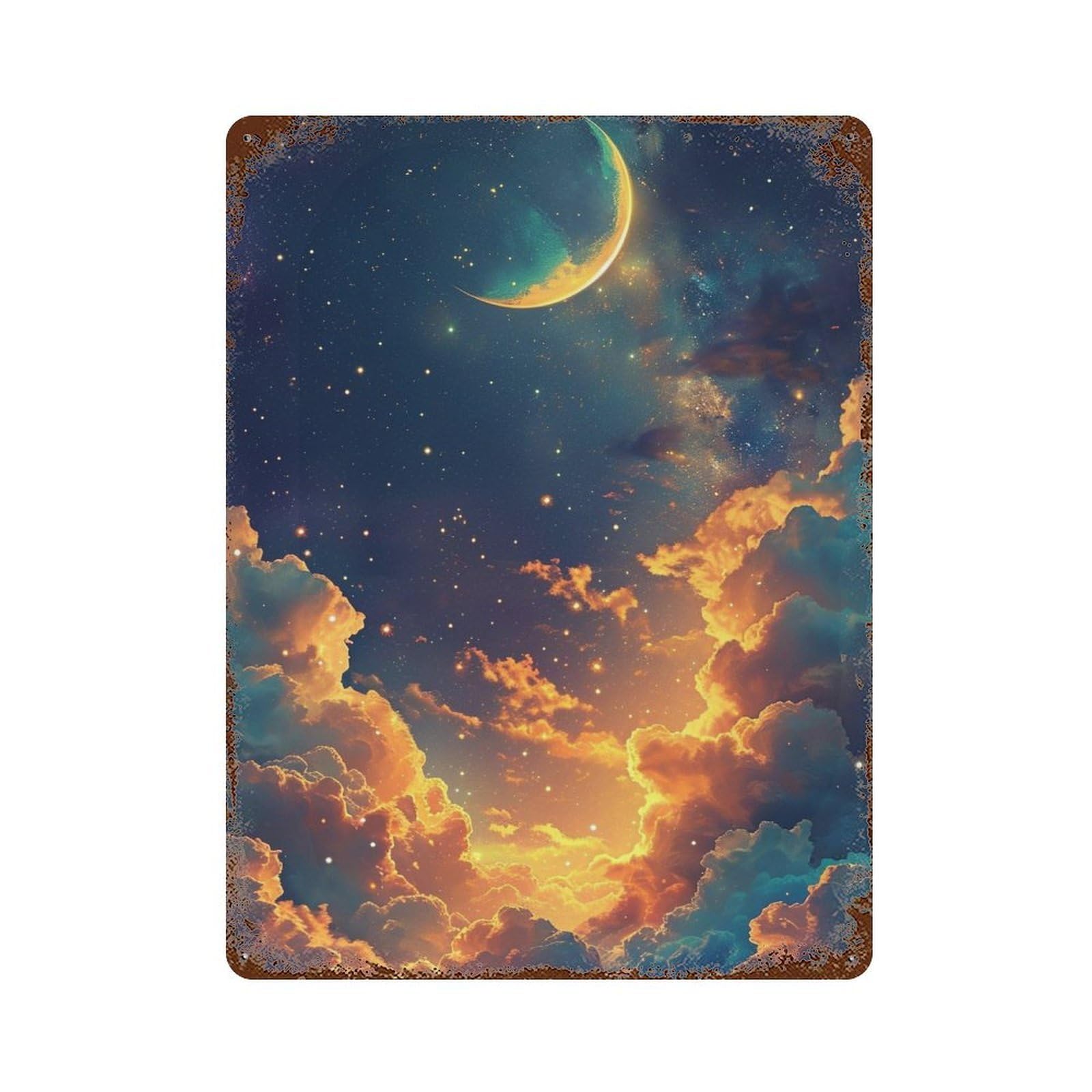 Enchanted Celestial Dreamscape 15.7"x11.8" Retro Metal Sign, Vintage Wall Decor for Office, Studio And Wall Decor