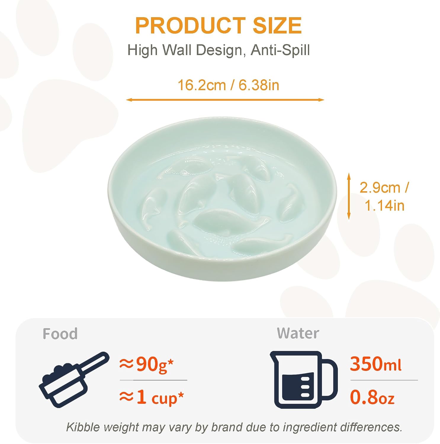 Anti-Bloat Ceramic Slow Feeder Bowl - Fish Pool Design Interactive Puzzle Feeder for Cats & Small Dogs, Food-Safe Porcelain Healthy Eating Dish (Green)