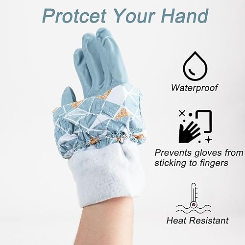 Miniatura 3 de 3 guantes de limpieza para lavavajillas con forro flocado de algodón, reutilizables, sin látex, impermeables, guantes de cocina para lavandería,