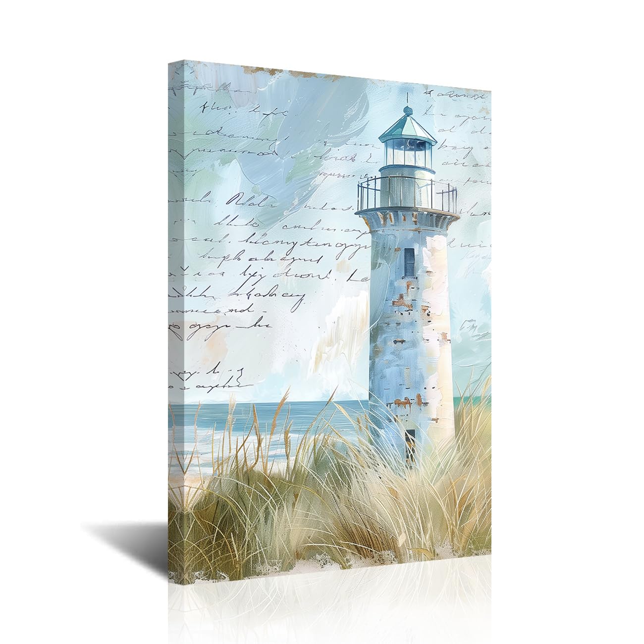 CXHOSTENT Lighthouse Pictures Wall Art Coastal Bathroom Decor Ocean Seascape Canvas Prints Beach Paintings Nautical Scenery Artwork Home Decor Framed (Azure, 42L x 28W)