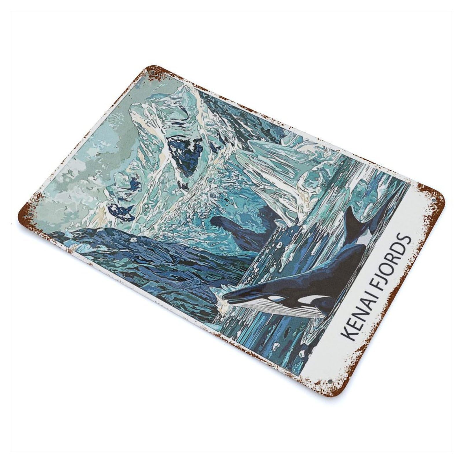 Orca in Kenai Fjords Vintage Metal Tin Sign 11.8"x7.9", Retro Wall Decor for Office, Studio And Wall Decor