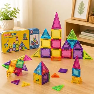 Blocos Magnéticos para Construção, Brinquedo Educativo Adequado para Crianças de 3 Anos (100 Peças)