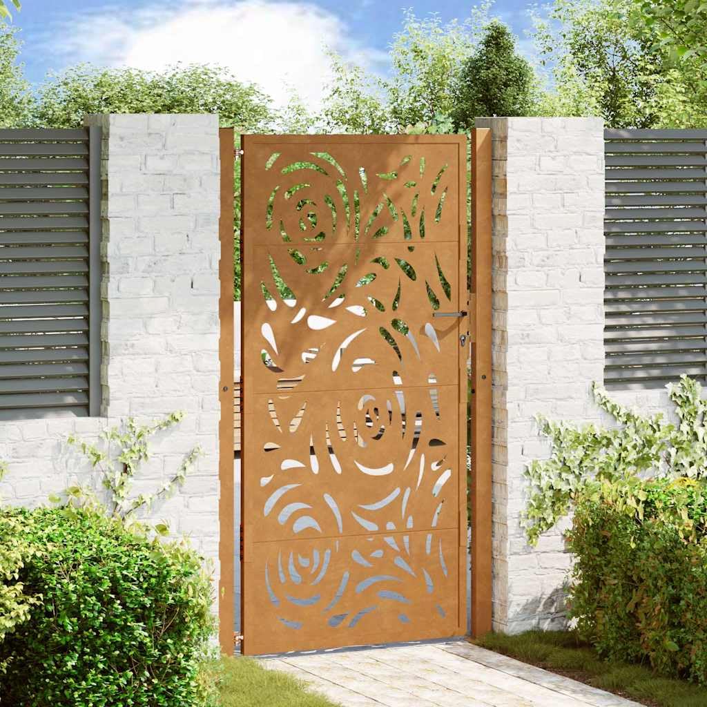 vidaXL Portail de jardin 100x175 cm en acier patiné motif flamme