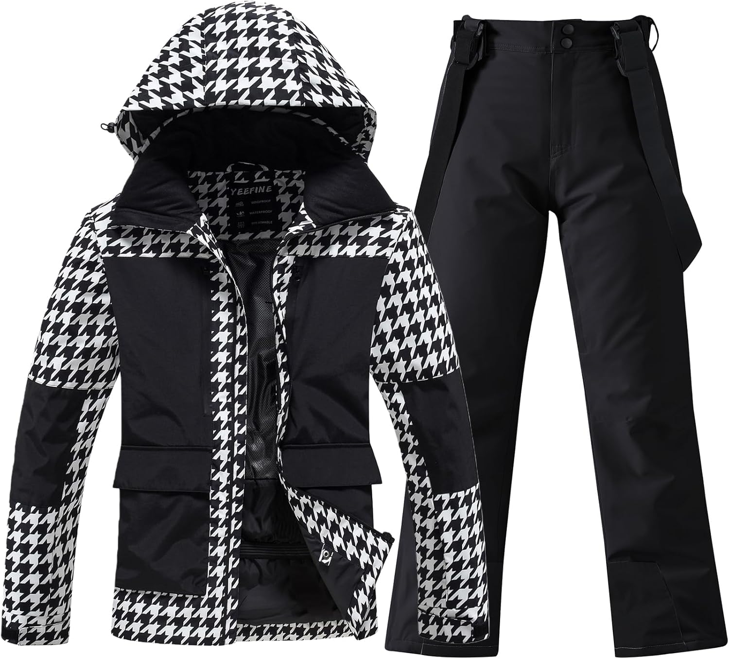 HOTIAN Women's Skisuit Ski Jackets and Pants Set Windproof Waterproof Insulated Snowsuit Winter Warm Snowboarding Snow Coat