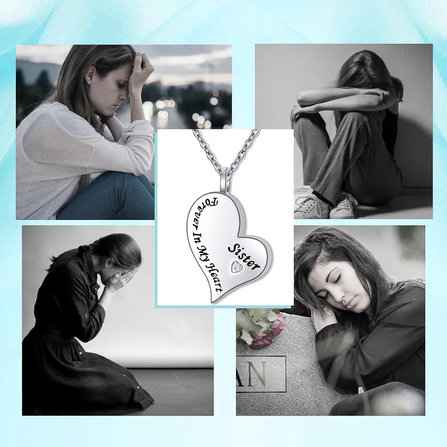 Ladytree Cremation Urn Necklace for Ashes 925 Sterling Silver Forever in My Heart Keepsake Memorial Pendant Waterproof Urn Jewelry for Women Men - Image 7