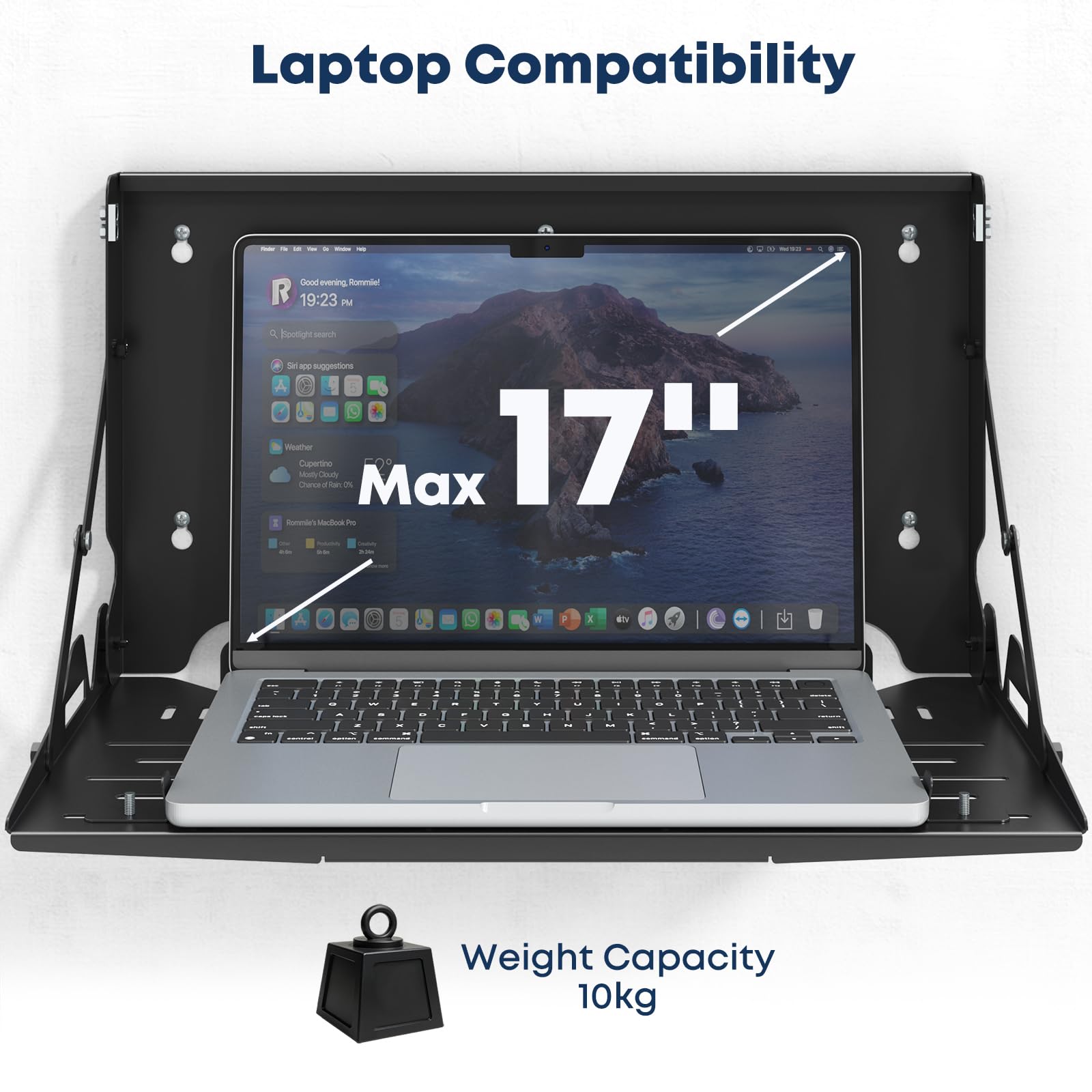 Klappbare Laptop Wandhalterung für 13-17 Zoll Notebooks, Schwarz