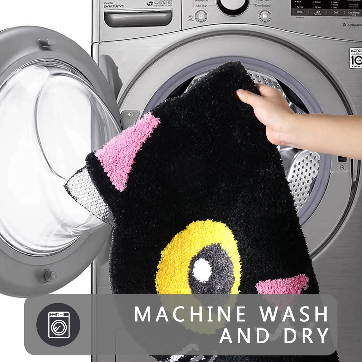 Cat Bathroom Rug, Thick Soft Absorbent Microfiber Black Cat Bath Mat, Non-Slip Cute Bath Rugs, Machine Wash Dry, Bathroom Mats for Bathroom Floor, Bathtub, Shower, Sink and Decor