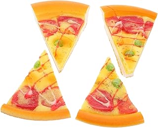 4pcs Realistic PU Fake Pizza Slices Lifelike Pretend Kitchen Food Props for Pizza Party Decorations Table Centerpieces and Play Kitchen Display