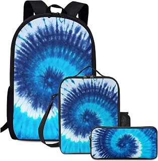 Tie Dye School Backpack for Boys, Classic Cute Kids Backpack Set with Lunch Box Pencil Case, Aesthetic Lightweight School Bookbag Set for Teen Boy Elementary High School Student