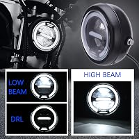 JMTBNO 6.5" LED Motorkerékpár Fényszóró 12V Univerzális Fehér Halo Fénnyel - White 3
