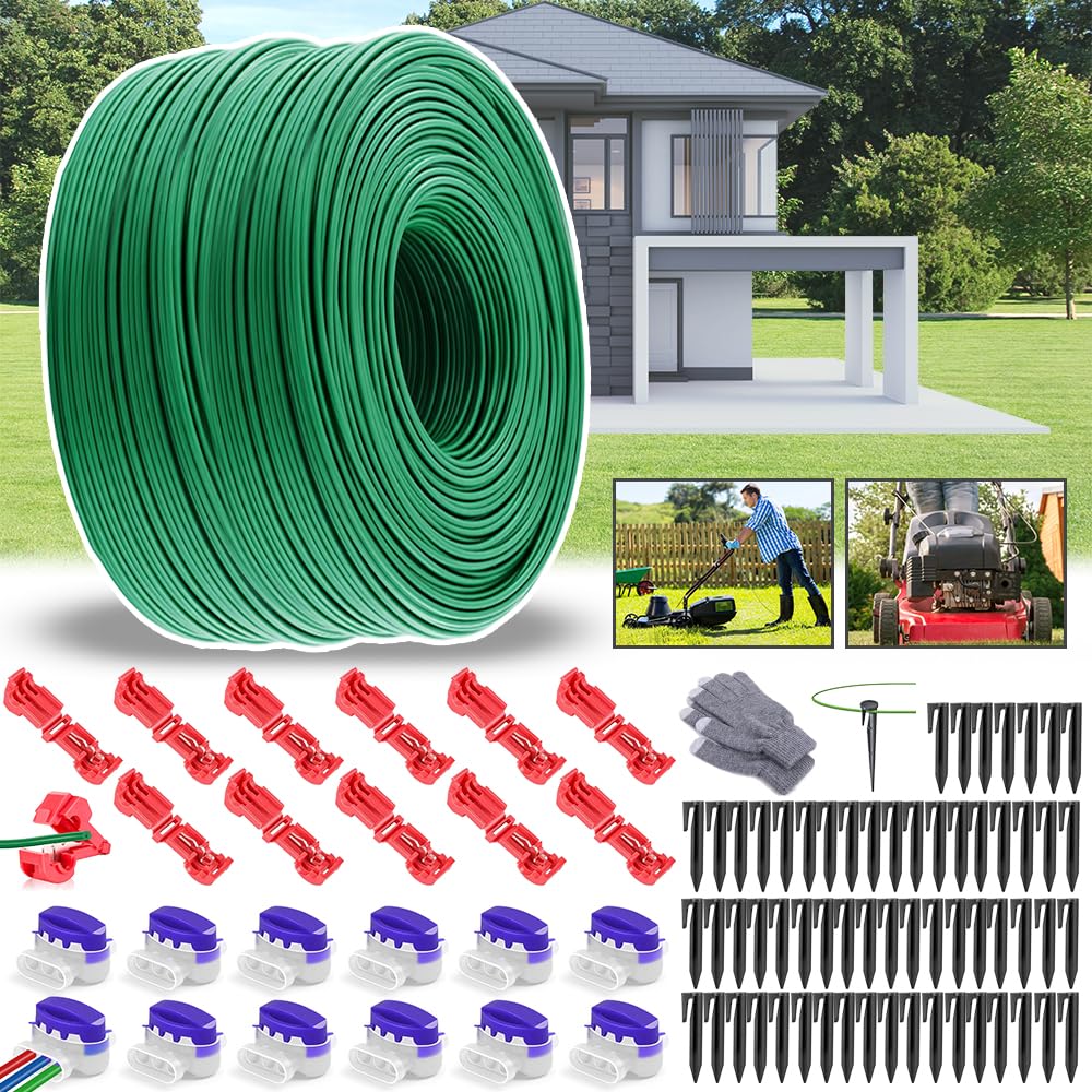 Cable perimetral Robot cortacesped 150m,Cable Robot cortacésped,+75 Clavijas, 30 Conectores Cable, 30 Terminales Conexión,Compatibilidad Universal con Robot cortacesped del Mercado