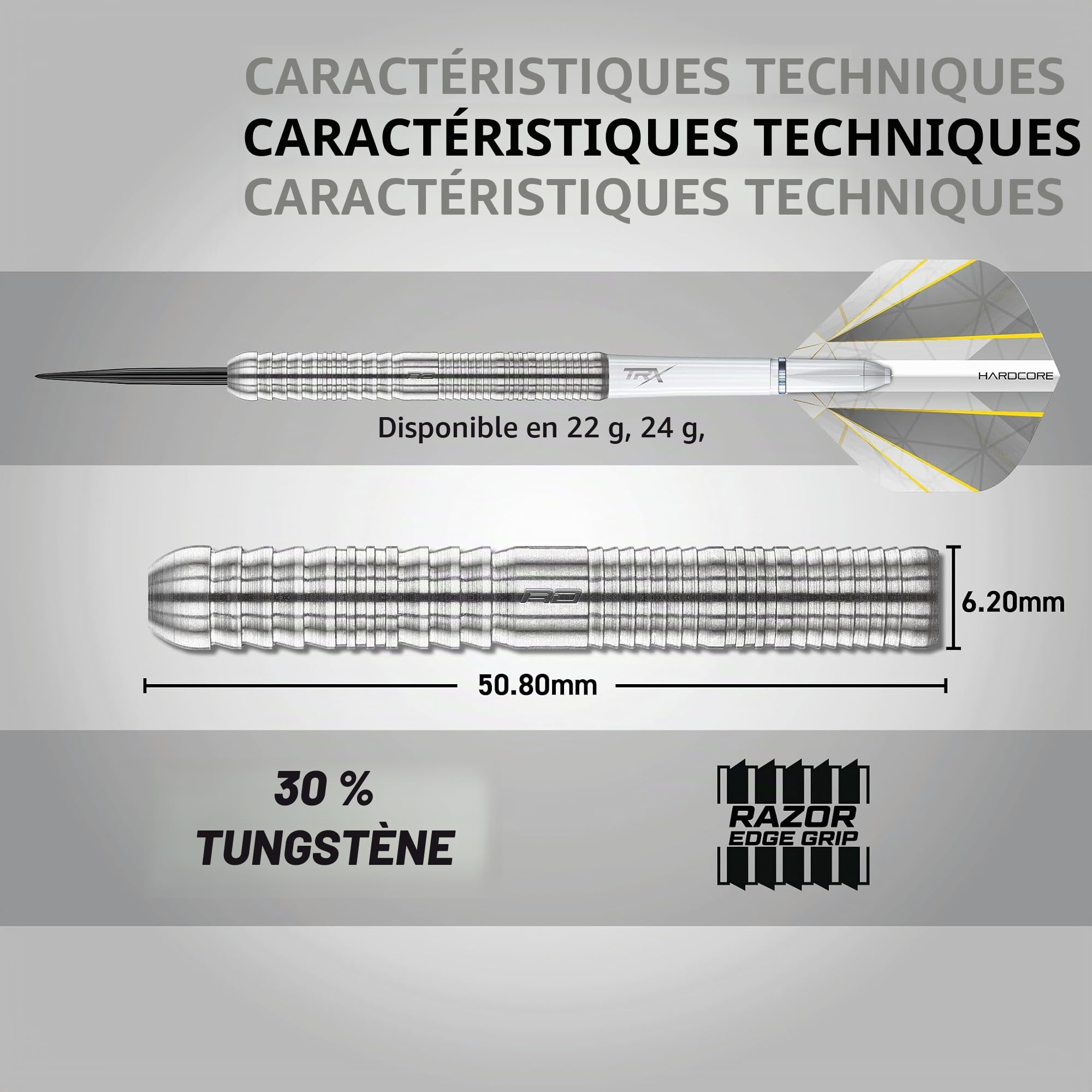 RED DRAGON Darts – Seren Pure Série - 90% Tungstène Professionnelle Pointe en Acier Jeu de fléchettes avec ailettes et tiges de fléchettes - Disponible en Quatre Styles et 21g, 22g, 23g, 24g & 25g