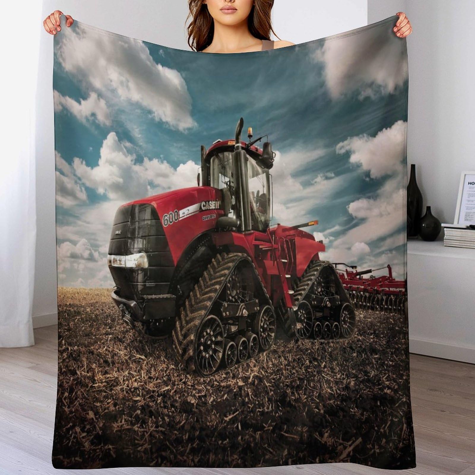 Couverture tracteur en flannel douce pour enfant - Plaid canapé lavable 100x130 cm