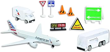 Daron American Airlines Airport Playset with Die-Cast Metal Model Airplane with Plastic Parts, Cars and Transportation Toys for Kids Ages 3+