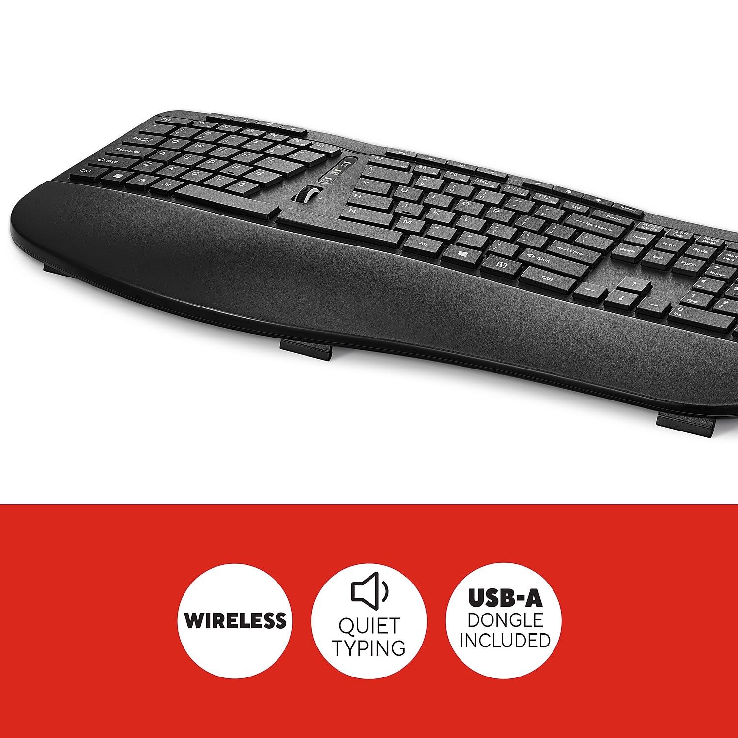 Staples TECH Tastiera Ergonomica Senza Fili - USB, Nero