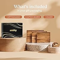 Vista 8 de SMIRLY - Juego de tablas grandes para cortar para la cocina, con soporte incluido, hecho de madera de bambú