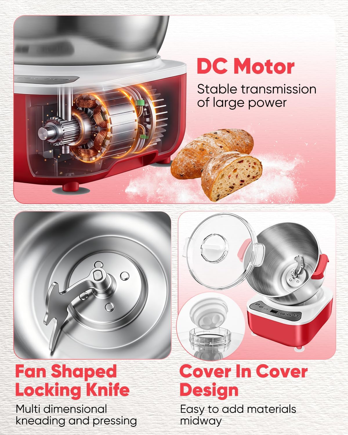 Saker Dough Maker with Automatic Ferment Function, 7.4Qt