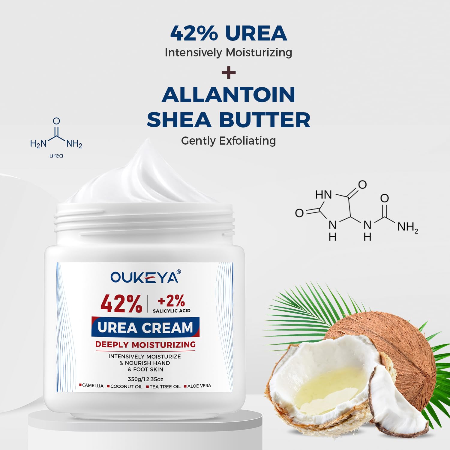OUKEYA Urea Cream 42% plus Salicylic Acid 2%, Urea Foot Hand Cream for Dry Cracked Feet Heels, Elbows - Image 3