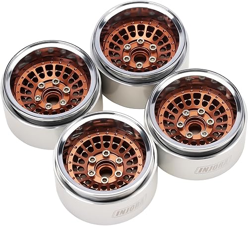 Miniatura 6 de INJORA 1.9" Beadlock Llanta de rueda compensada -0.394 in Rueda de aluminio para SCX10 Pro TRX4 VS4-10 Gen8 1/10 RC Crawler Car (bronce)