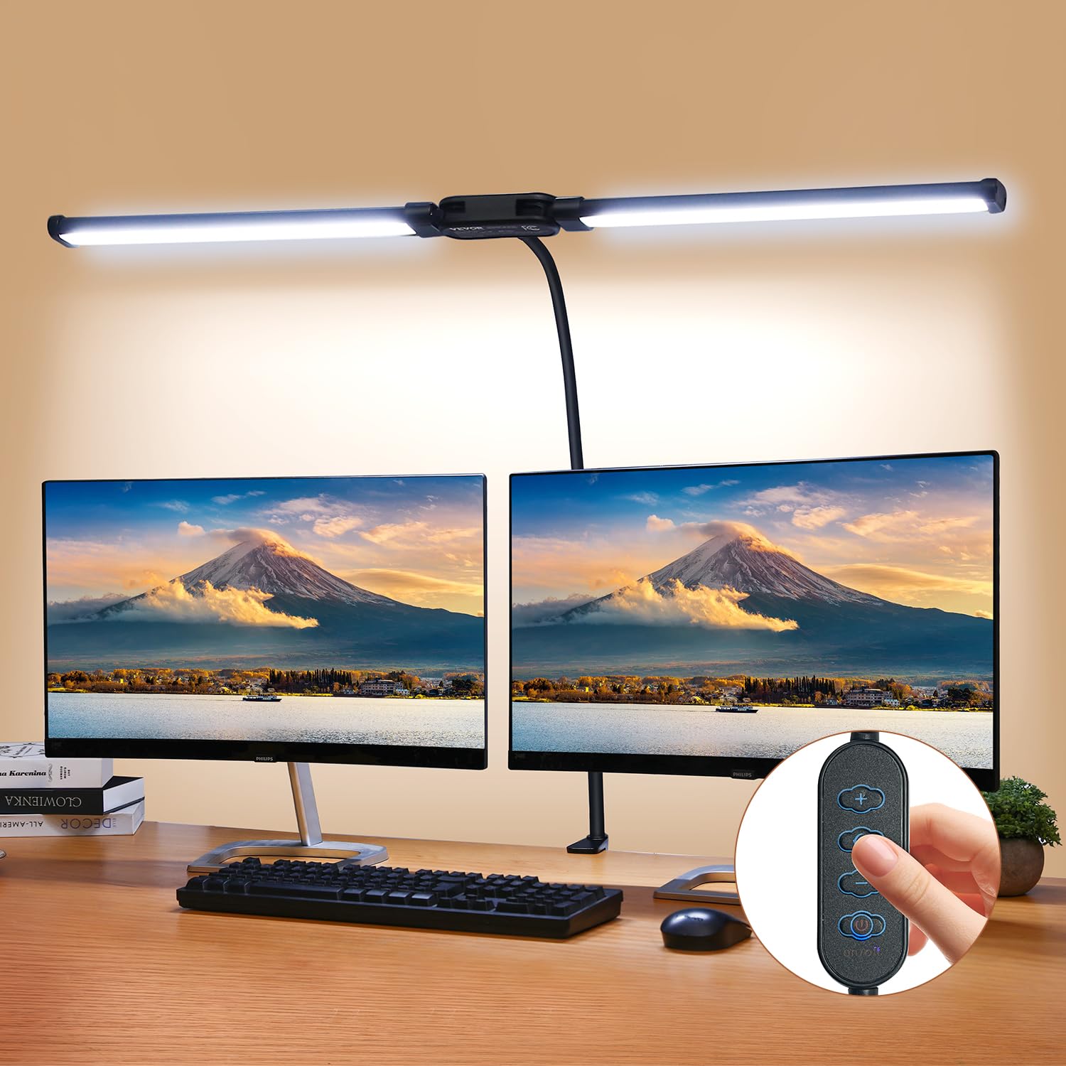 VEVOR LED Desk Lamp with Clamp, Double Head Architect Desk Lamp for Home Office, Eye-Caring Desk Light with 360deg Adjustable Gooseneck, 50 Lighting Modes & Timer Function for Studying Working Drawing