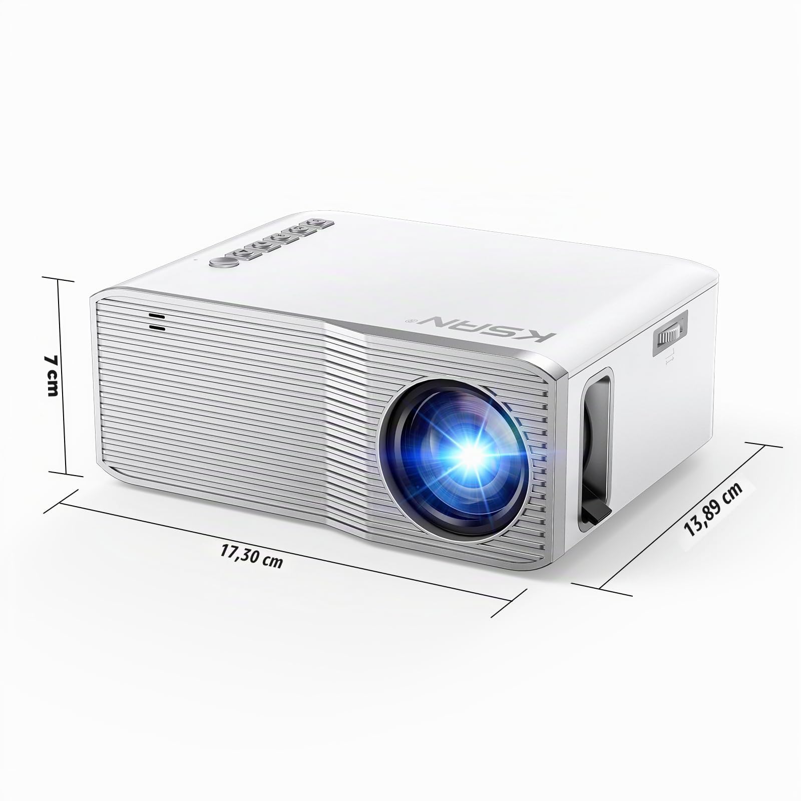 KSAN Mini proiettore con WiFi e Bluetooth, 240 ANSI portatile per uso esterno, proiettore video nativo 1080p compatibile con telefono/chiave TV/PC/PS5