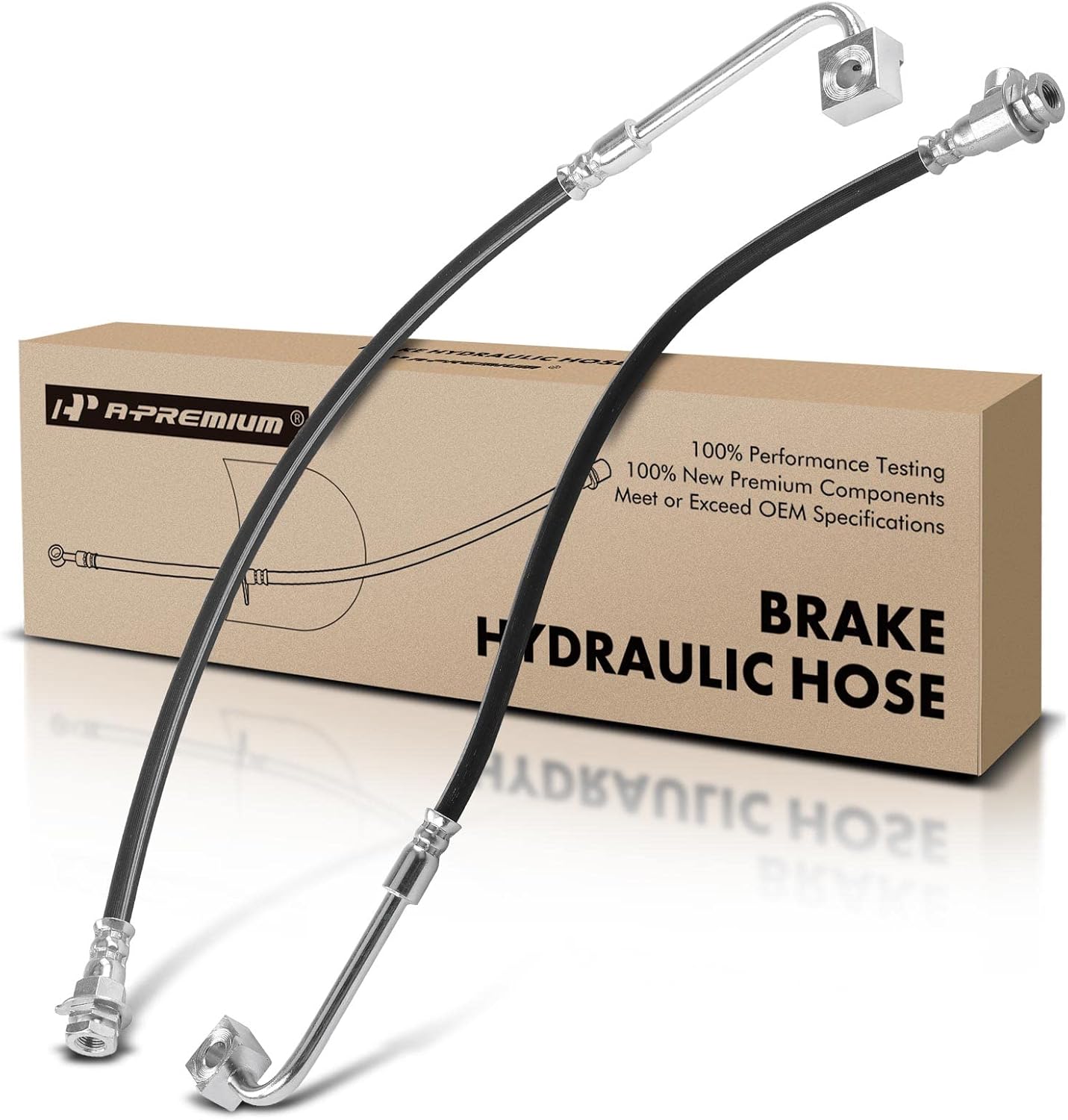 A-Premium Front Driver and Passenger Brake Hydraulic Hose Compatible with Ford Models - For F-250 1995-1997, For F-350 1995-1997, RWD - Replace# F5TZ2078A,Pack of 2