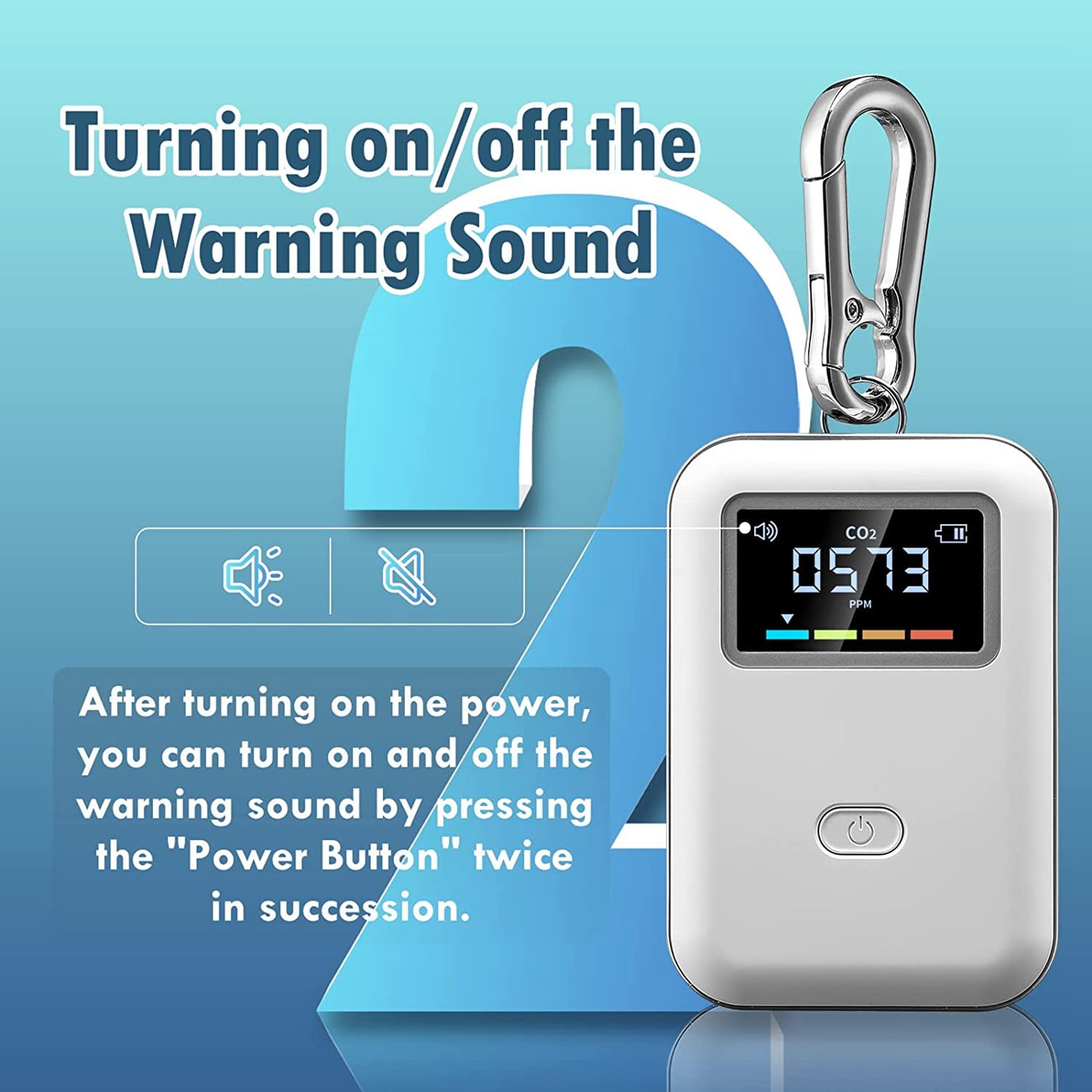 2X Monitor de CO2 Móvil Sensor NDIR Detector de Dióxido de Carbono Administrador de Pruebas de CO2 para Interiores Sensor NDIR con Gancho