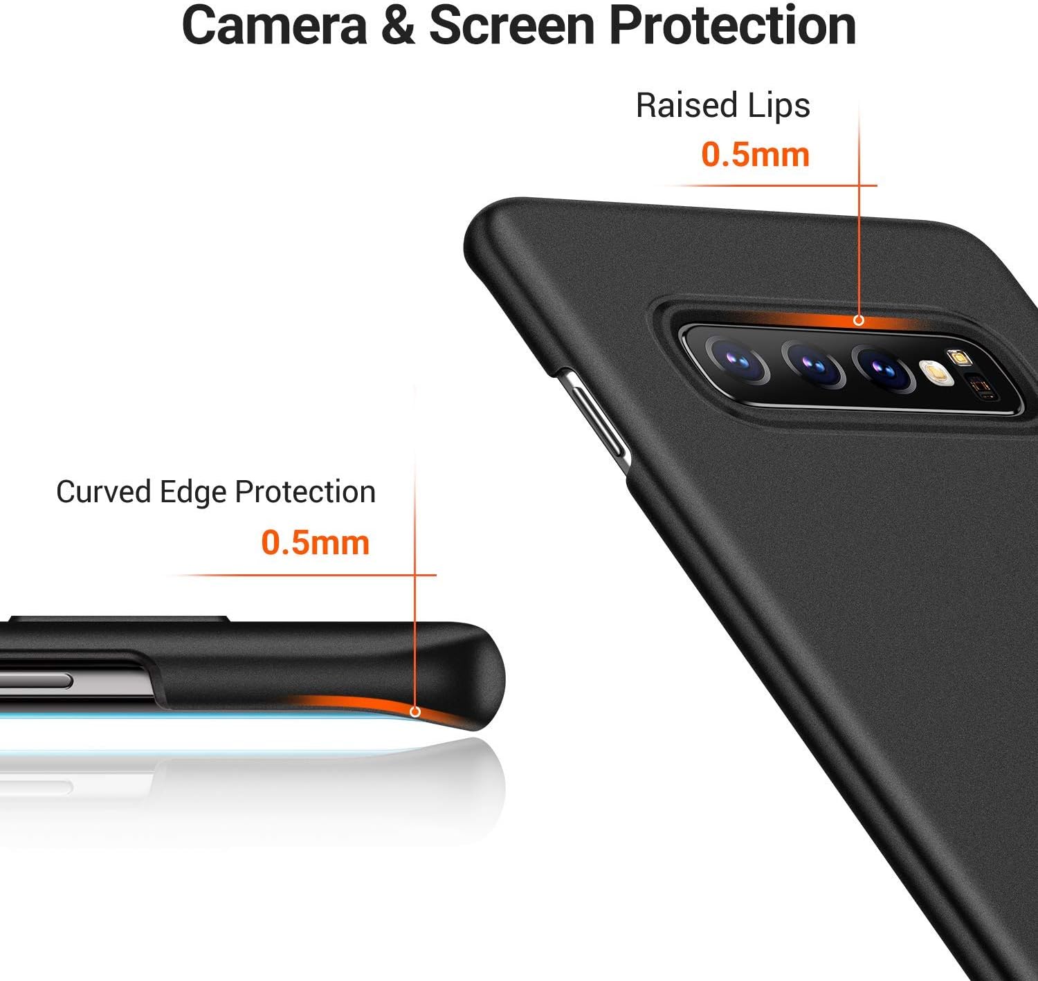 TORRAS Slim Fit Galaxy S10 Case, Ultra Thin Hard Plastic Full Protection Matte Finish Grip Phone Cover Case for Samsung Galaxy S10, Black