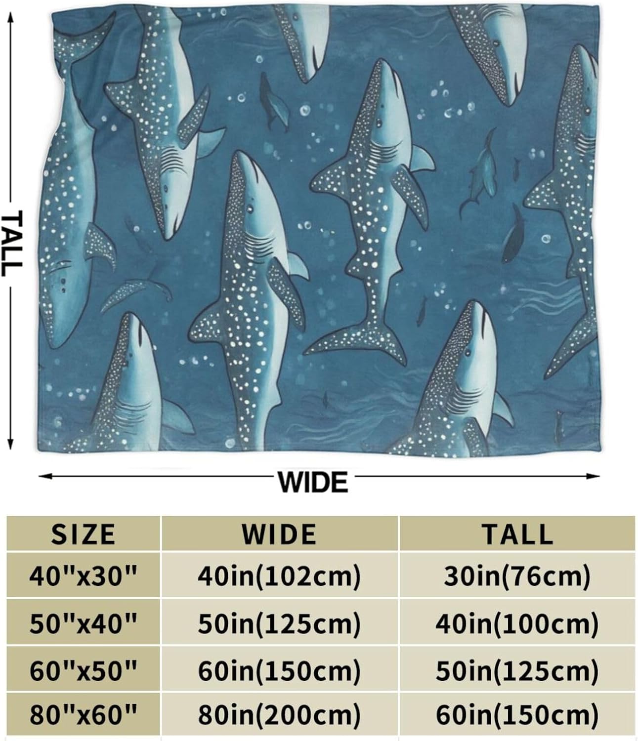 Whale Shark Ocean Throw Blanket All Season Warm Fluffy Soft Lightweight Flannel Blankets for Sofa Bed Travel Living Room Decor 80"X60"
