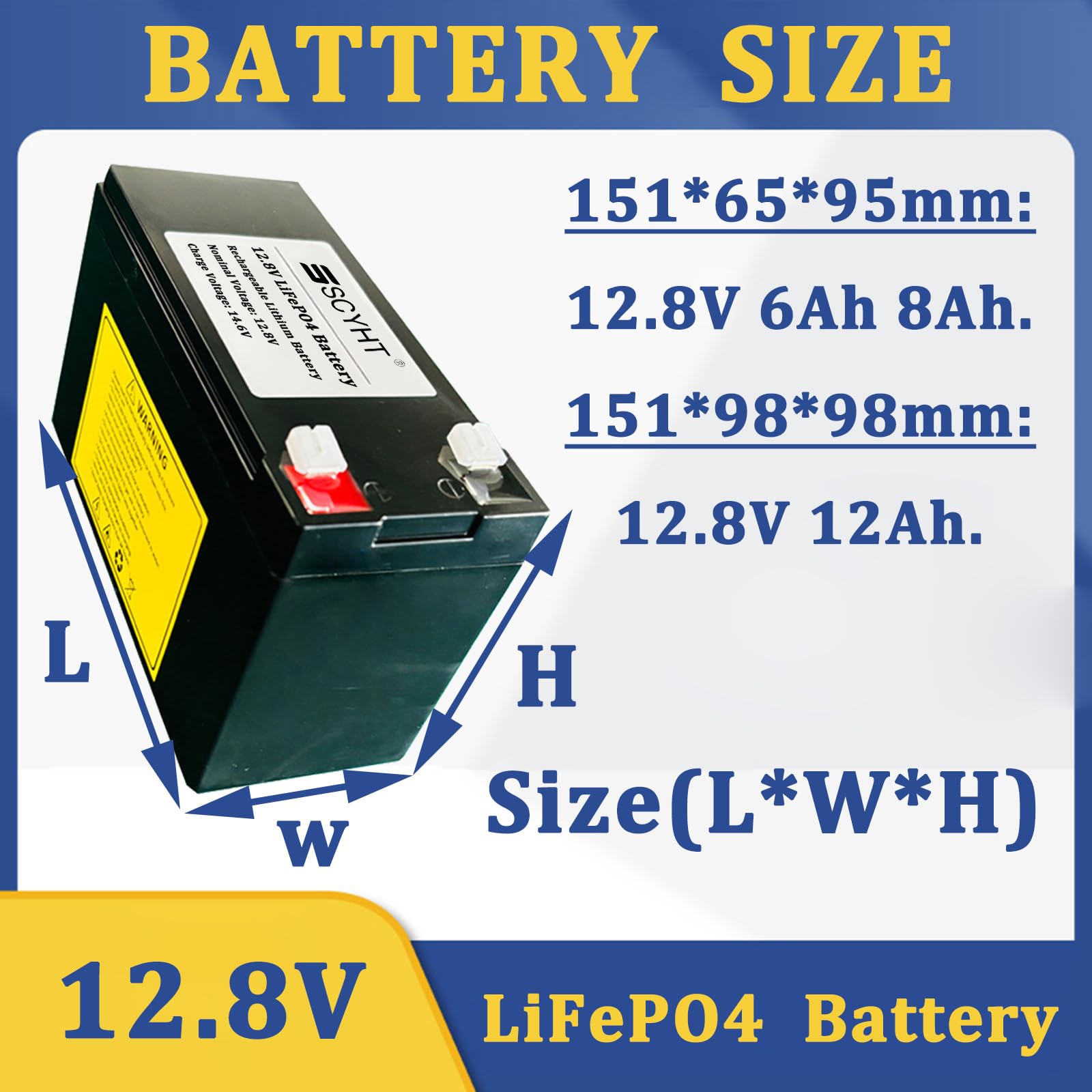 Akumulator LiFePO4 12,8 V 6 Ah 8 Ah 12 Ah Akumulator litowy 12,8 V Akumulatory zamienne do elektrycznych samochodzików zabawkowych z silnikami 50 W - 155 W,12.8v12ah 1pack