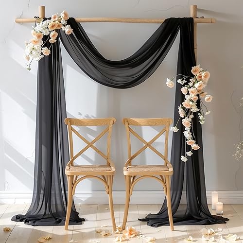 Miniatura 7 de Tela drapeada para arco de boda, 2 paneles de 19 pies, arcos de boda de óxido de Navidad para decoración de recepción, cortinas de tela transparente