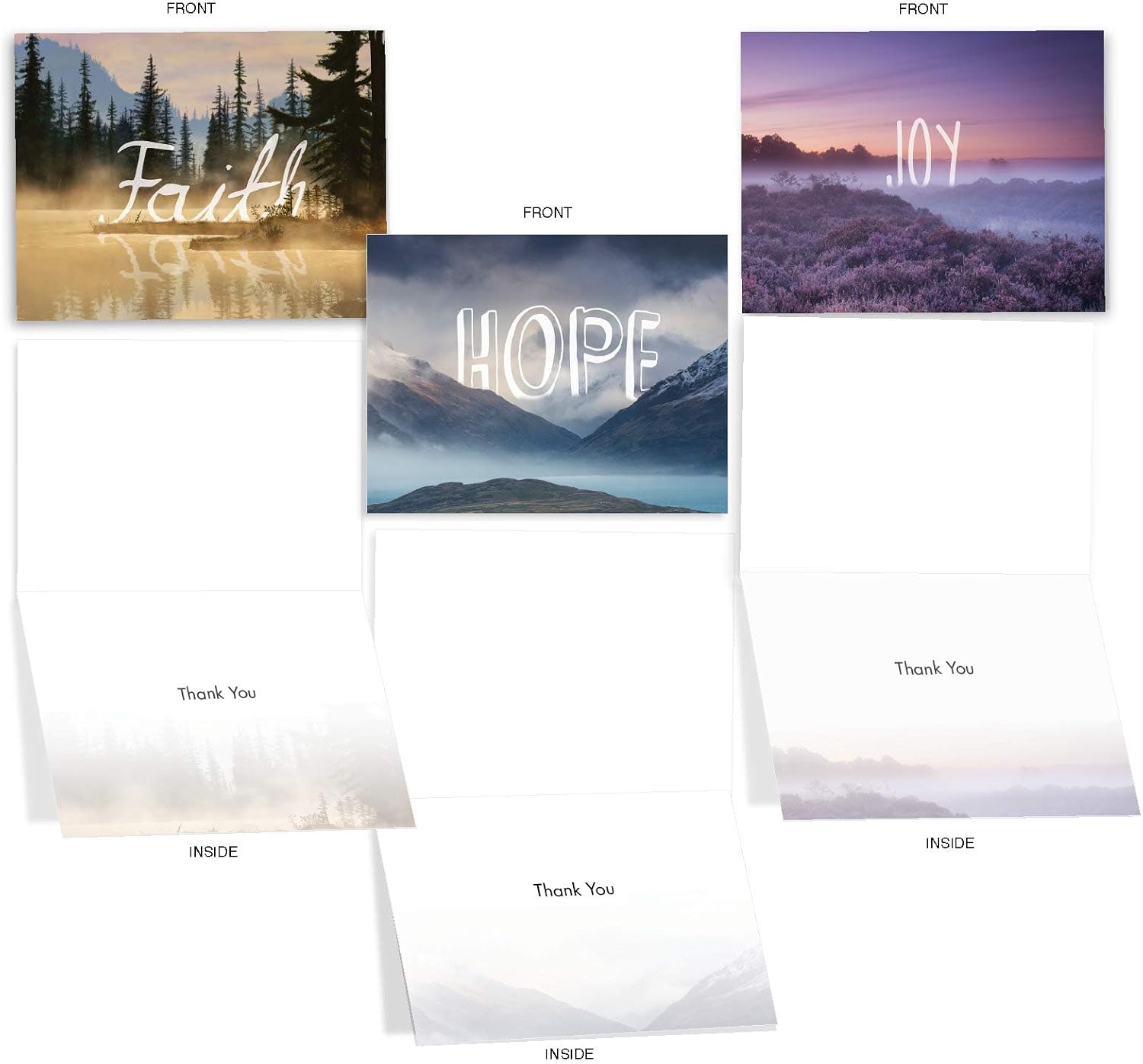 M6581TYG Wordscapes: 10 Assorted Thank You Note Cards Featuring Inspirational Words Set in Both Serene and Majestic Landscapes - Image 4