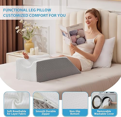 Miniatura 5 de Almohadas de elevación de piernas para después de una cirugía, lesión o descanso, almohada de espuma viscoelástica para elevar las piernas,
