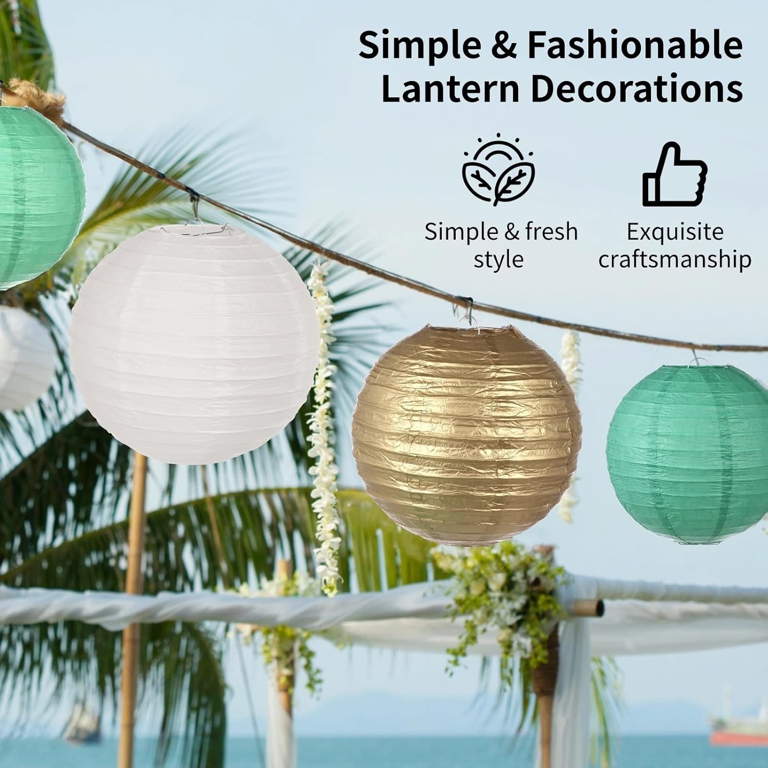 32 Pc Assorted Paper Lanterns (6, 8, 10, 12) for Events, Festivals, Weddings & Parties, Foldable Indoor Outdoor Lanterns