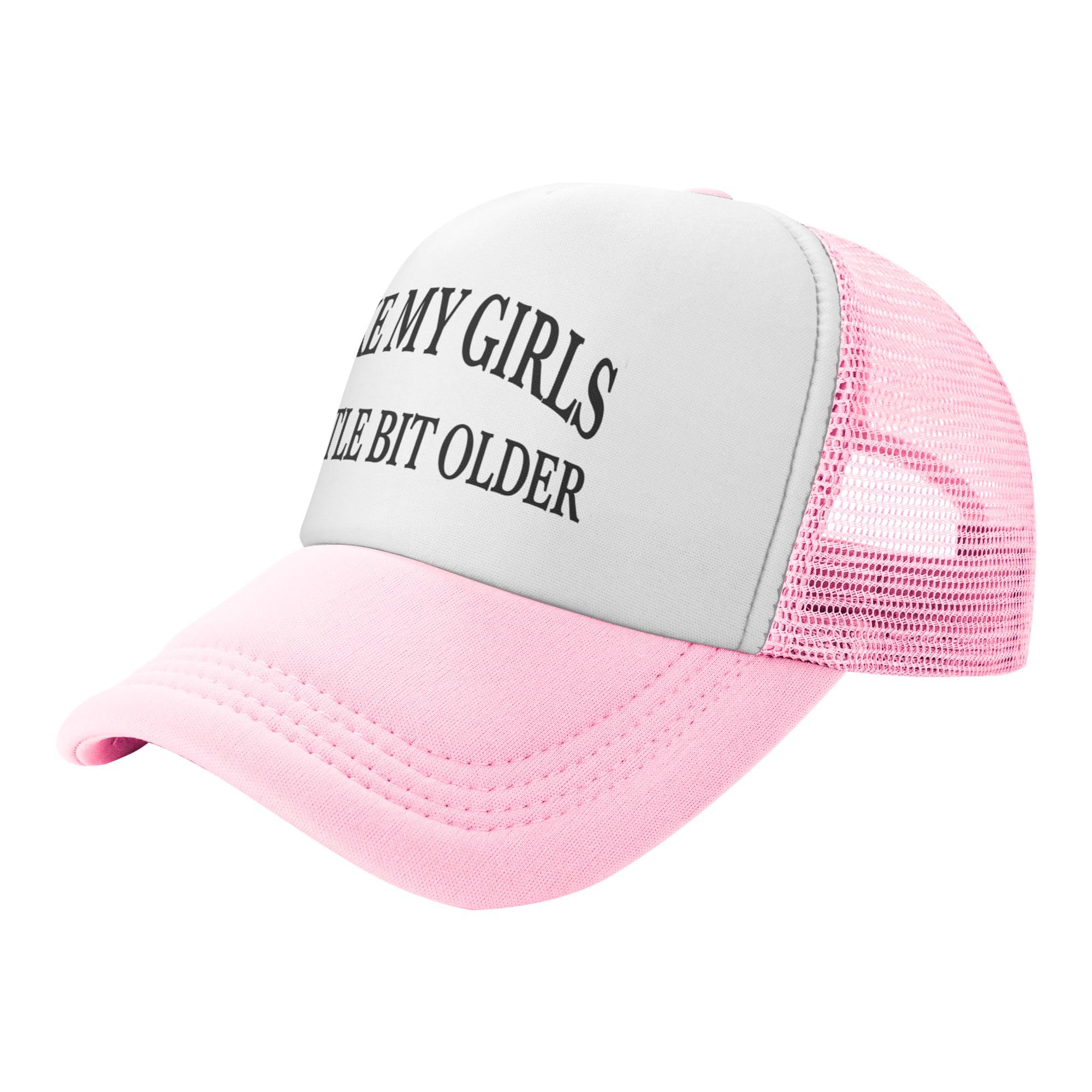 Vetrova I Like My Girls A Little Bit Older Trucker Hat Funny Baseball Cap Mesh Back Adjustable Hats for Kids - Pink